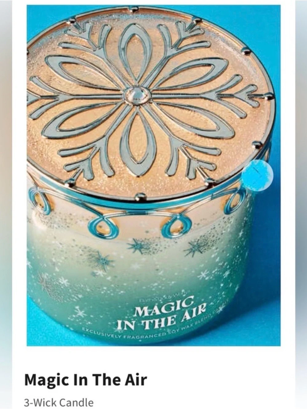 Bath & Body Works “Magic in the Air” 3-Wick Candle w Extra Fancy Metal Lid | NIB